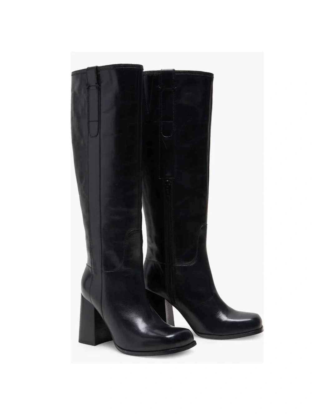 Free People Naomi Tall Leather Boots in Black, Size 6.5, New without Box